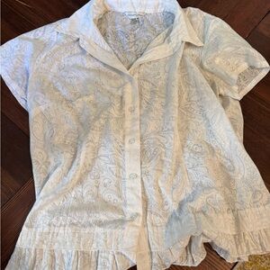 Christopher & Banks Cream Paisley Blouse